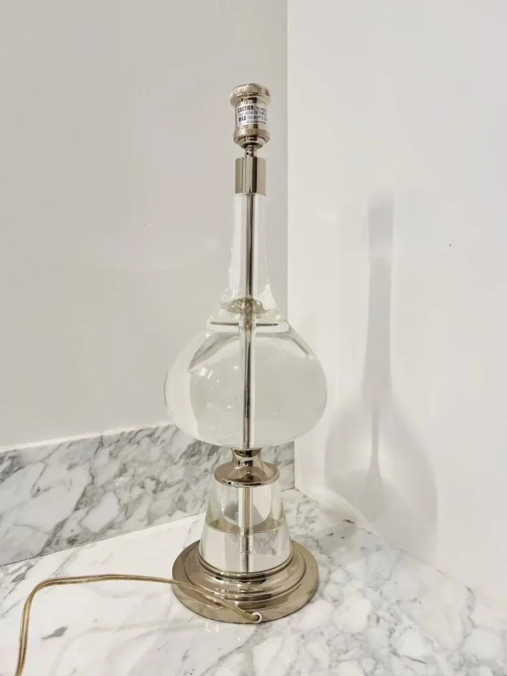 Brand New Discontinued Jonathan Adler Solid Crystal Modern Table Lamp Base